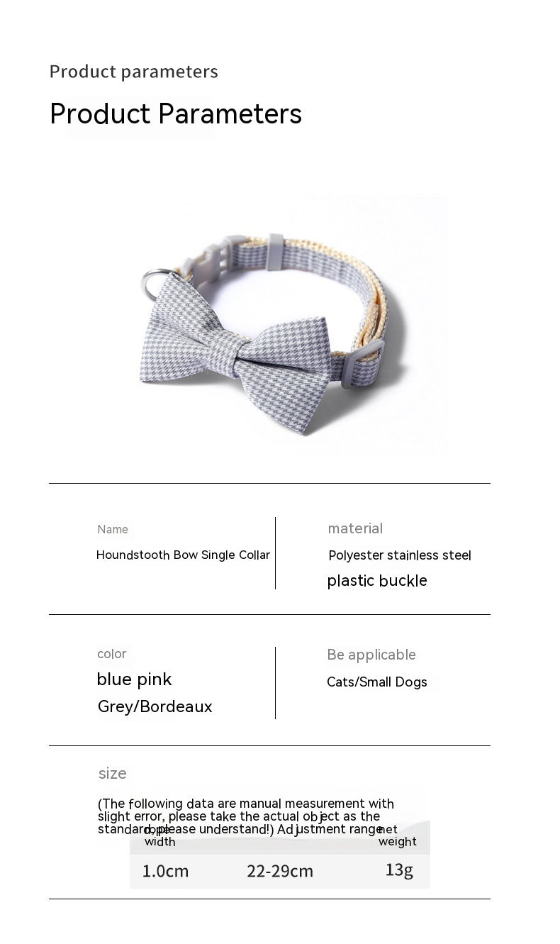Houndstooth Bow Pet Collar