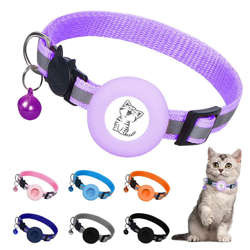 Safe & Sound Pet Tracker: Reflective Apple Airtag Collar with Anti-Loss Bell