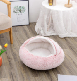 Fluffy Round Plush Pet Bed