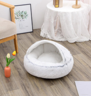 Fluffy Round Plush Pet Bed