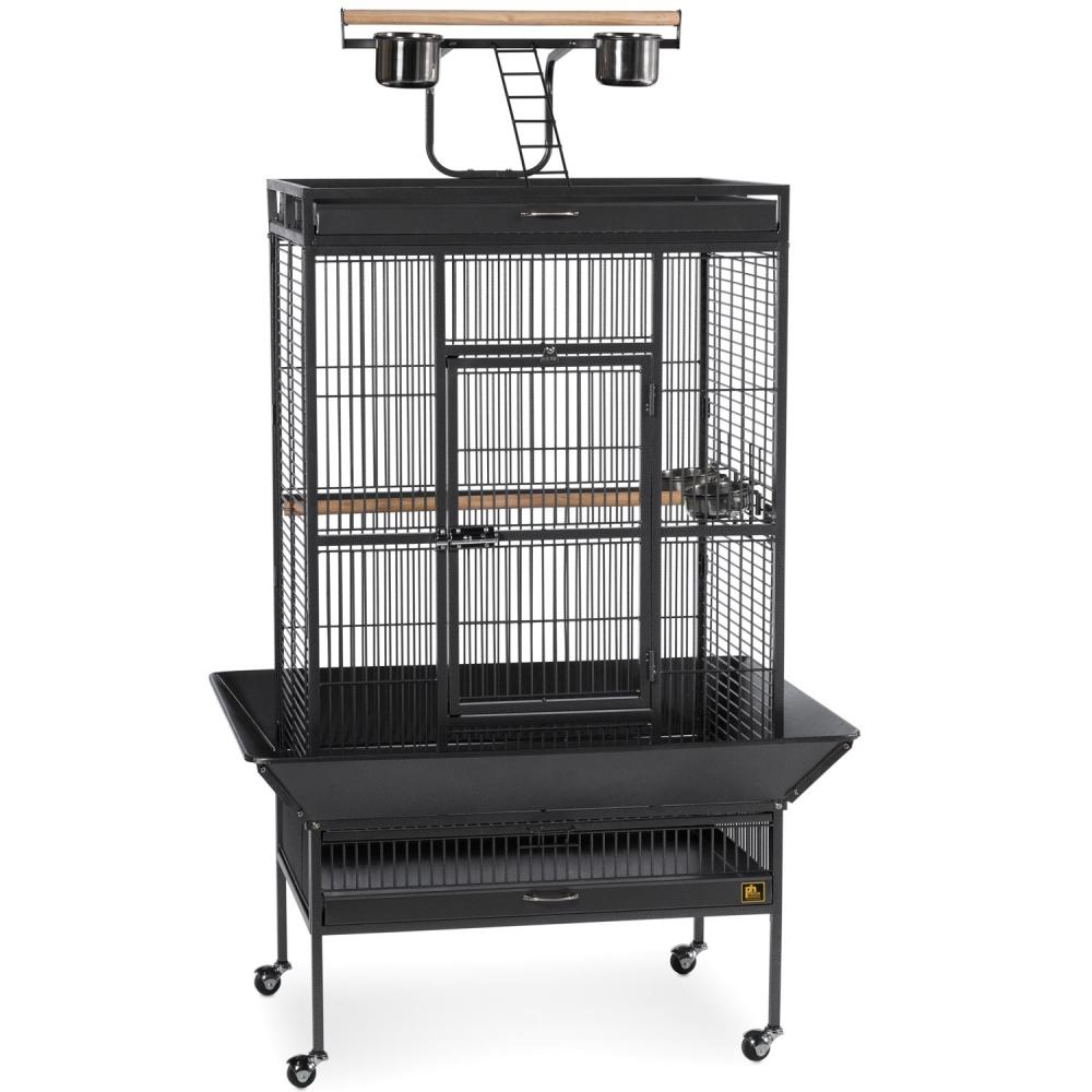 Large Select Wrought Iron Play Top Bird Cage - Black